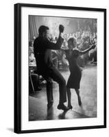 Pop Singer Chubby Checker Singing His Hit Song "The Twist" on Dance Floor at Crescendo Nightclub-Ralph Crane-Framed Premium Photographic Print