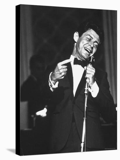 Pop Singer Eddie Fisher Giving His All on Opening Night of an Engagement at Coconut Grove Nightclub-Allan Grant-Stretched Canvas