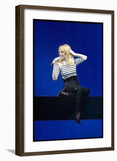 Pop Singer Kylie Minogue Performing Live on Stage During a Concert at Hammersmith Apollo-null-Framed Photographic Print