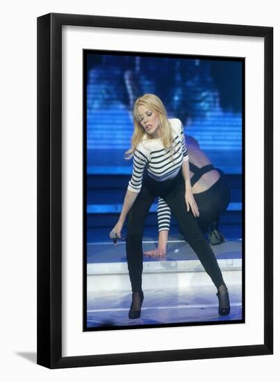 Pop Singer Kylie Minogue Performing Live on Stage During a Concert at Hammersmith Apollo-null-Framed Premium Photographic Print