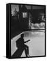 Pop Singer Ricky Nelson Sitting on Diving Board of Family Swimming Pool-Hank Walker-Framed Stretched Canvas