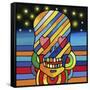 Pop Skull Stripes-Howie Green-Framed Stretched Canvas
