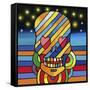 Pop Skull Stripes-Howie Green-Framed Stretched Canvas