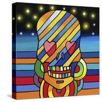 Pop Skull Stripes-Howie Green-Stretched Canvas