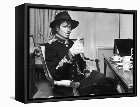 Pop Star Michael Jackson in His Hotel Room Prior to Party for Him at the Museum of Natural History-David Mcgough-Framed Stretched Canvas