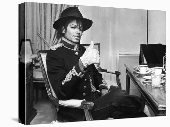 Pop Star Michael Jackson in His Hotel Room Prior to Party for Him at the Museum of Natural History-David Mcgough-Stretched Canvas