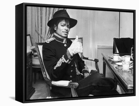 Pop Star Michael Jackson in His Hotel Room Prior to Party for Him at the Museum of Natural History-David Mcgough-Framed Stretched Canvas