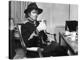 Pop Star Michael Jackson in His Hotel Room Prior to Party for Him at the Museum of Natural History-David Mcgough-Stretched Canvas