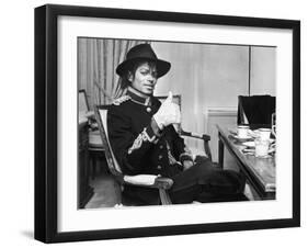 Pop Star Michael Jackson in His Hotel Room Prior to Party for Him at the Museum of Natural History-David Mcgough-Framed Premium Photographic Print