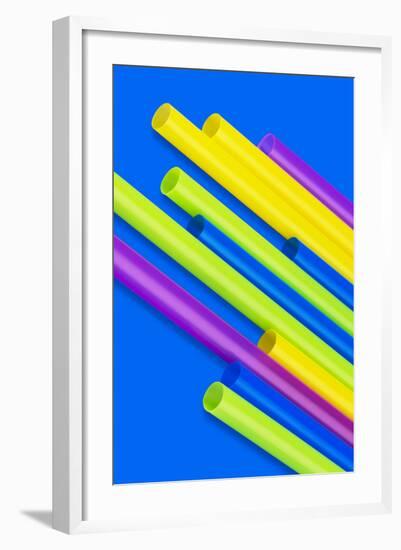 Pop Straws Collection - Blue & Colourful-Philippe Hugonnard-Framed Photographic Print