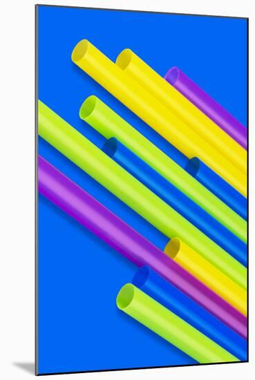 Pop Straws Collection - Blue & Colourful-Philippe Hugonnard-Mounted Photographic Print