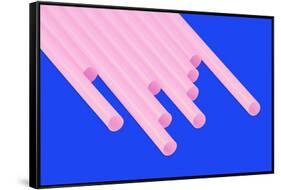 Pop Straws Collection - Blue & Light Pink-Philippe Hugonnard-Framed Stretched Canvas