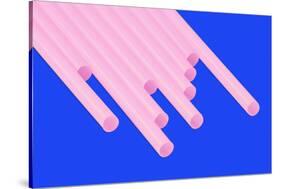 Pop Straws Collection - Blue & Light Pink-Philippe Hugonnard-Stretched Canvas