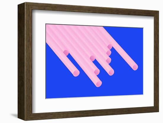 Pop Straws Collection - Blue & Light Pink-Philippe Hugonnard-Framed Photographic Print