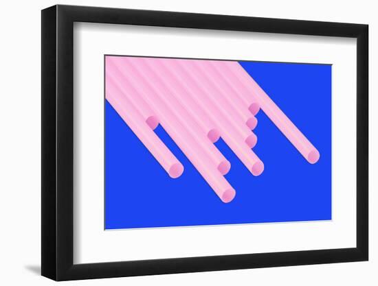 Pop Straws Collection - Blue & Light Pink-Philippe Hugonnard-Framed Photographic Print