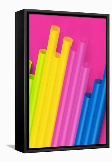 Pop Straws Collection - Dark Pink & Colourful-Philippe Hugonnard-Framed Stretched Canvas