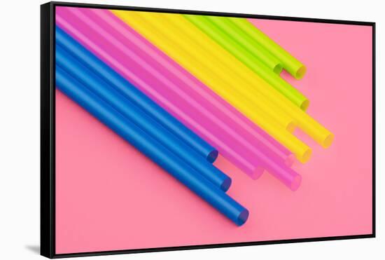 Pop Straws Collection - Light Pink & Colourful II-Philippe Hugonnard-Framed Stretched Canvas