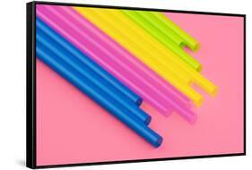 Pop Straws Collection - Light Pink & Colourful II-Philippe Hugonnard-Framed Stretched Canvas