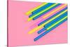 Pop Straws Collection - Light Pink & Colourful-Philippe Hugonnard-Stretched Canvas