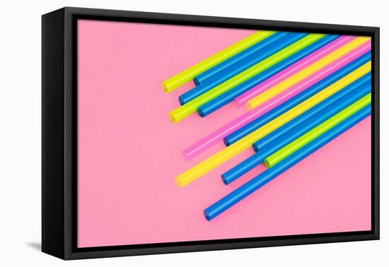 Pop Straws Collection - Light Pink & Colourful-Philippe Hugonnard-Framed Stretched Canvas