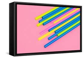 Pop Straws Collection - Light Pink & Colourful-Philippe Hugonnard-Framed Stretched Canvas