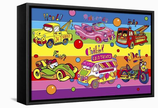 Pop Vehicles-Howie Green-Framed Stretched Canvas