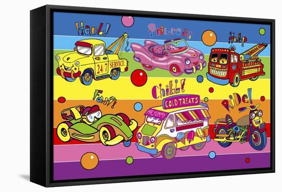 Pop Vehicles-Howie Green-Framed Stretched Canvas