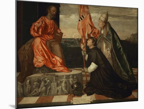 Pope Alexander Vi Presents Bishop Jacopo Pesaro to Saint Peter-Titian (Tiziano Vecelli)-Mounted Giclee Print