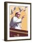 Pope and Doves - Lithography Style-Lantern Press-Framed Art Print