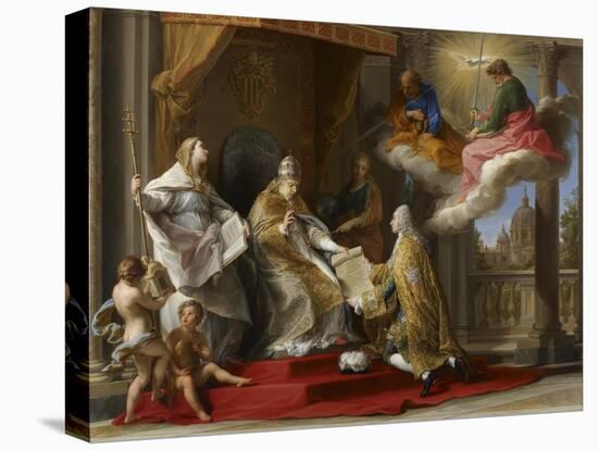 Pope Benedict XIV Presenting the Encyclical 'Ex Omnibus' to the Comte De Stainville-Pompeo Girolamo Batoni-Stretched Canvas