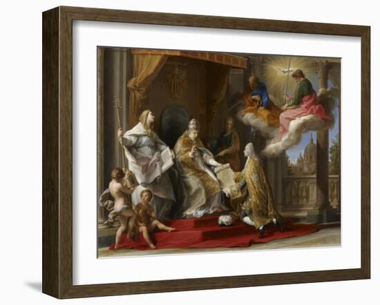 Pope Benedict XIV Presenting the Encyclical 'Ex Omnibus' to the Comte De Stainville-Pompeo Girolamo Batoni-Framed Giclee Print