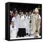 Pope Benedict XVI Acknowledges the Crowd as He Arrives for a Mass-null-Framed Stretched Canvas