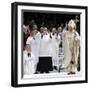 Pope Benedict XVI Acknowledges the Crowd as He Arrives for a Mass-null-Framed Photographic Print