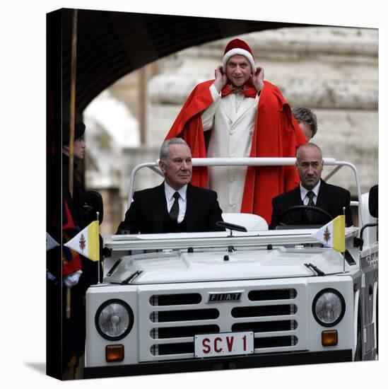 Pope Benedict XVI on His Popemobile, Arriving for the Weekly Audience in St. Peter's Square at the -null-Stretched Canvas