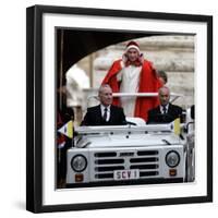 Pope Benedict XVI on His Popemobile, Arriving for the Weekly Audience in St. Peter's Square at the -null-Framed Photographic Print