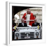 Pope Benedict XVI on His Popemobile, Arriving for the Weekly Audience in St. Peter's Square at the -null-Framed Photographic Print