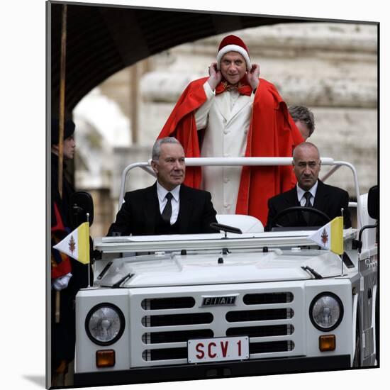Pope Benedict XVI on His Popemobile, Arriving for the Weekly Audience in St. Peter's Square at the -null-Mounted Photographic Print
