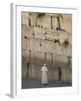 Pope Benedict XVI Stands Next to the Western Wall, Judaism's Holiest Site in Jerusalem's Old City-null-Framed Photographic Print