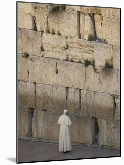 Pope Benedict XVI Stands Next to the Western Wall, Judaism's Holiest Site in Jerusalem's Old City-null-Mounted Photographic Print
