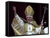 Pope Benedict XVI Waves to Pilgrims and Faithful fromSt. Peter's Basilica at the Vatican-null-Framed Stretched Canvas