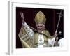 Pope Benedict XVI Waves to Pilgrims and Faithful fromSt. Peter's Basilica at the Vatican-null-Framed Photographic Print