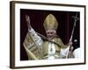 Pope Benedict XVI Waves to Pilgrims and Faithful fromSt. Peter's Basilica at the Vatican-null-Framed Photographic Print