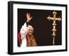 Pope Benedict XVI Waves to the Crowd-null-Framed Premium Photographic Print