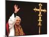 Pope Benedict XVI Waves to the Crowd-null-Mounted Premium Photographic Print