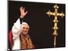Pope Benedict XVI Waves to the Crowd-null-Mounted Photographic Print
