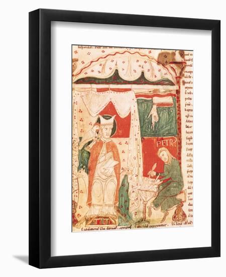 Pope Gregory I the Great (circa 540-604) Dictating the Book of Job to His Scribe Peter-null-Framed Giclee Print