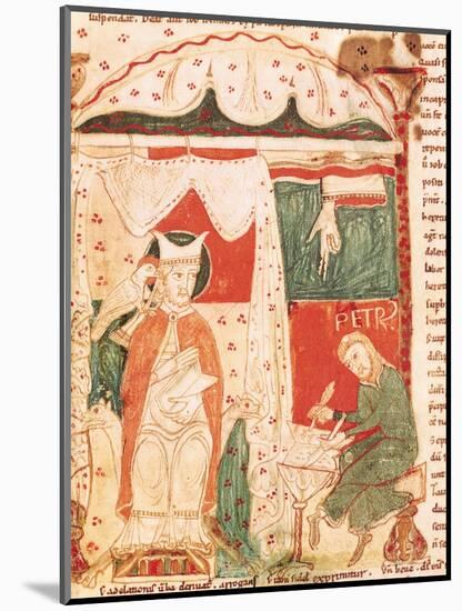 Pope Gregory I the Great (circa 540-604) Dictating the Book of Job to His Scribe Peter-null-Mounted Giclee Print