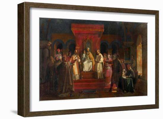 Pope Honorius II Granting Official Recognition to the Knights Templar in 1128-François Marius Granet-Framed Giclee Print