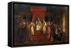 Pope Honorius II Granting Official Recognition to the Knights Templar in 1128-François Marius Granet-Framed Stretched Canvas