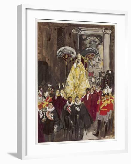 Pope in Procession-Yves Brayer-Framed Art Print